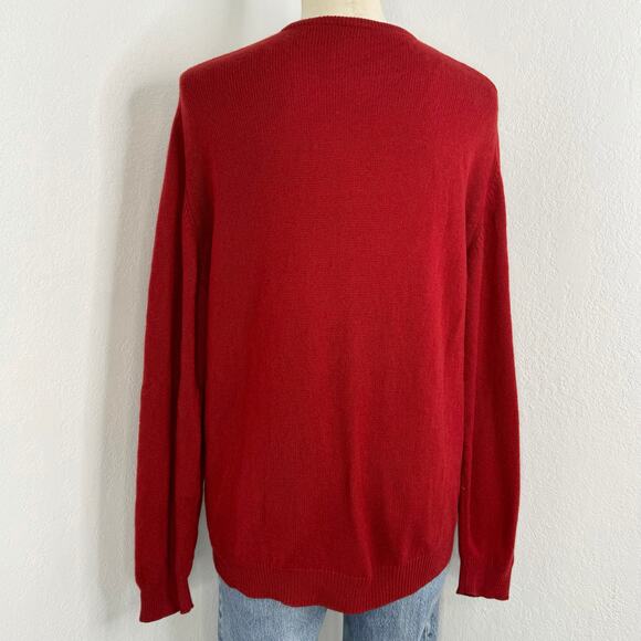 100% Cashmere Mens Red V-Neck Sweater Field Gear size Medium - Picture 2 of 4